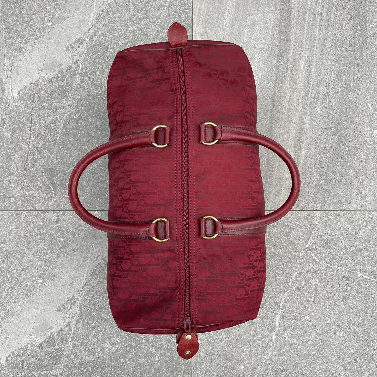 Dior Red Monogram Trotter Boston Bag