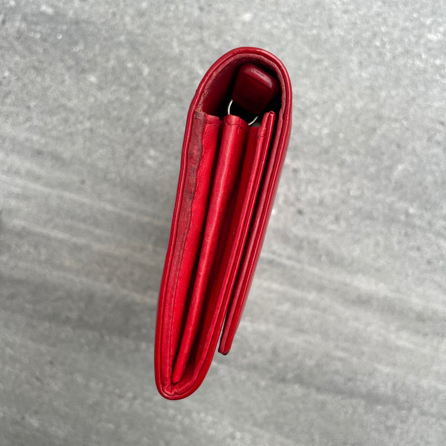 Dior Red Patent Embossed Long Wallet