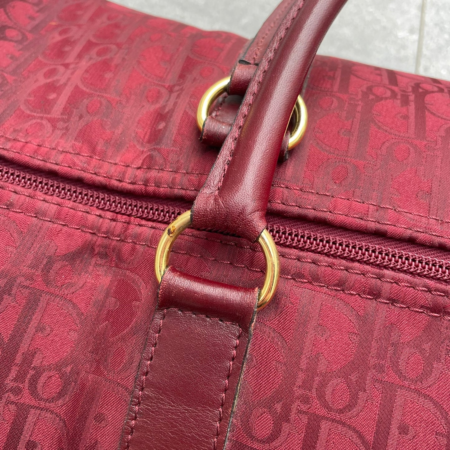 Dior Red Monogram Trotter Boston Bag