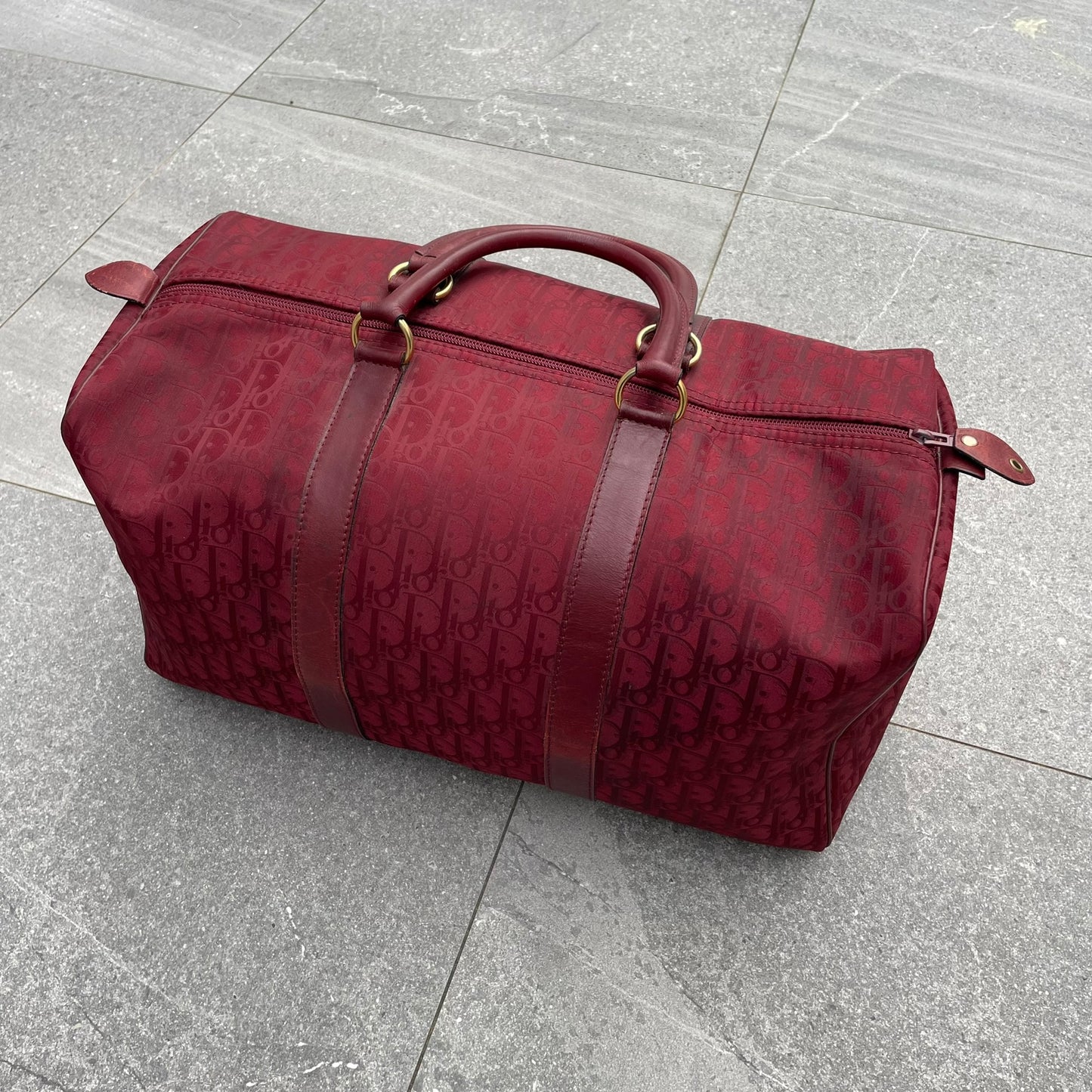 Dior Red Monogram Trotter Boston Bag