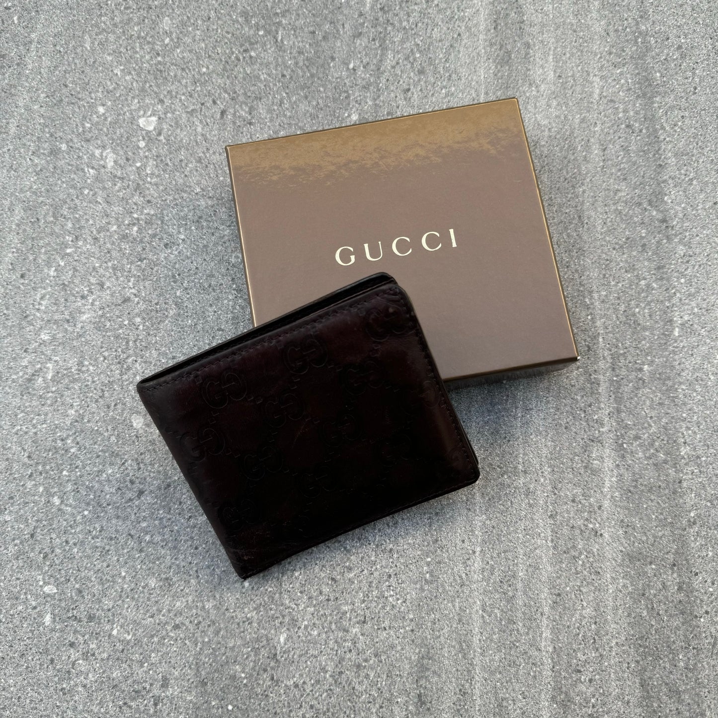 Gucci Brown Leather Monogram Wallet