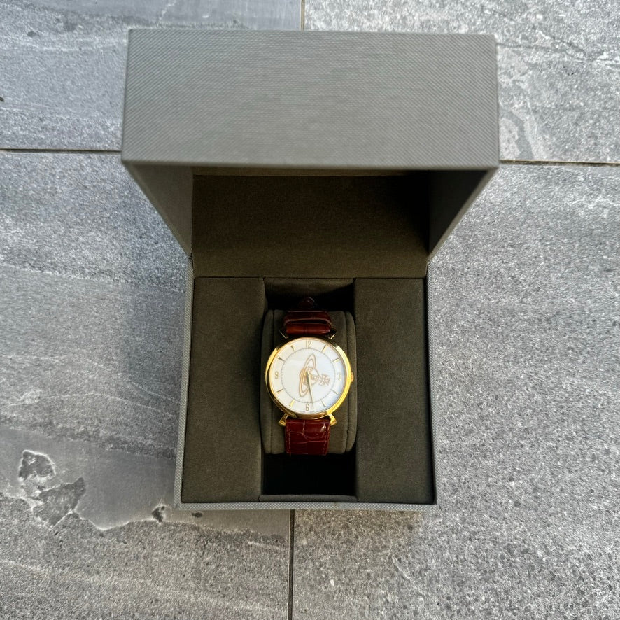 Vivienne Westwood Gold & Mahogany Leather Orb Watch