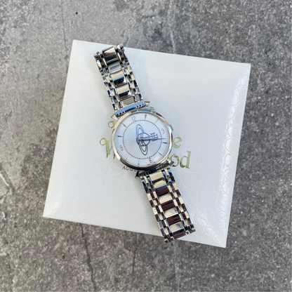 Vivienne Westwood Silver/White Steel Orb Watch