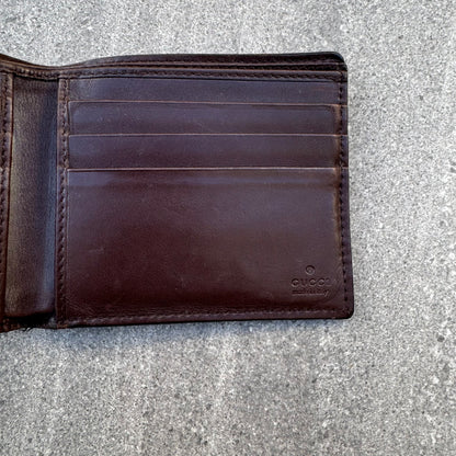 Gucci Brown Leather Monogram Wallet