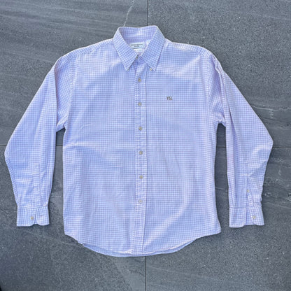 YSL White/Purple Long Sleeve Checkered Shirt - M