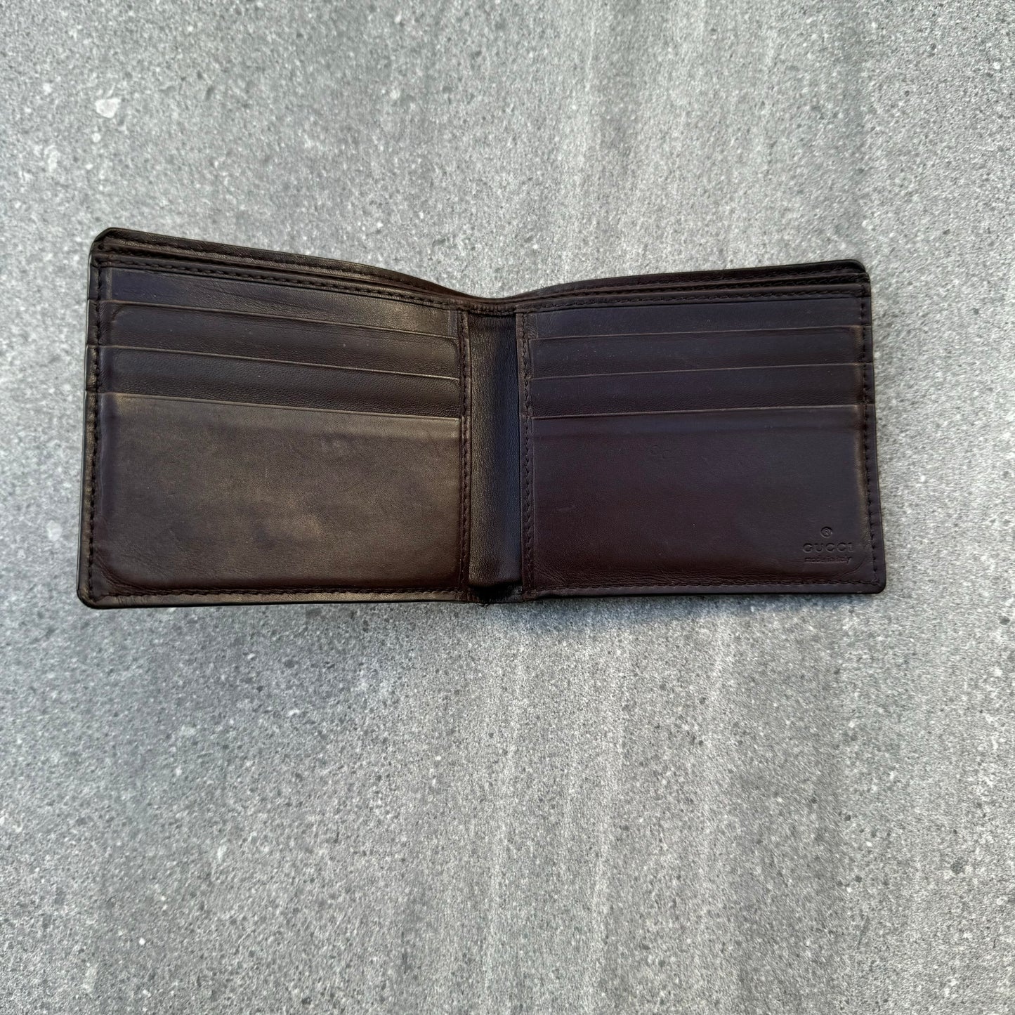 Gucci Brown Leather Monogram Wallet