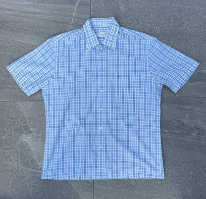 YSL Blue Short Sleeve Checkered Shirt - M