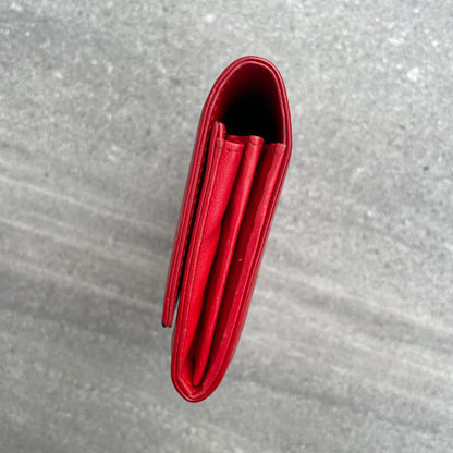 Dior Red Patent Embossed Long Wallet