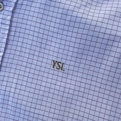 YSL White/Purple Long Sleeve Checkered Shirt - M