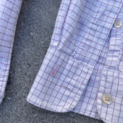 YSL White/Purple Long Sleeve Checkered Shirt - M