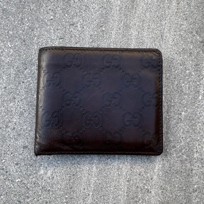 Gucci Brown Leather Monogram Wallet