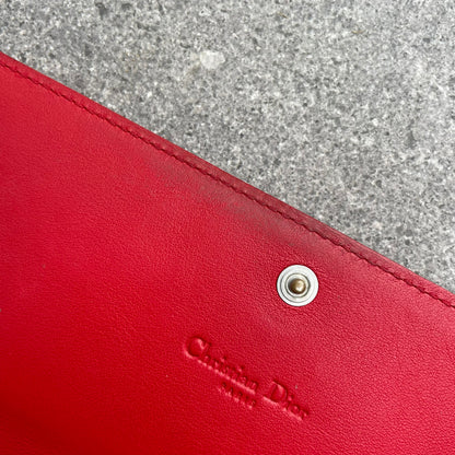 Dior Red Patent Embossed Long Wallet