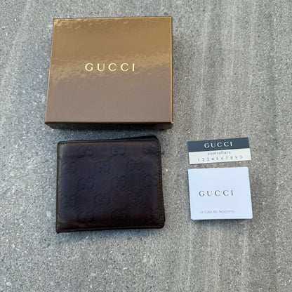 Gucci Brown Leather Monogram Wallet