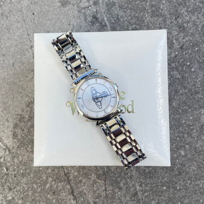 Vivienne Westwood Silver/White Steel Orb Watch