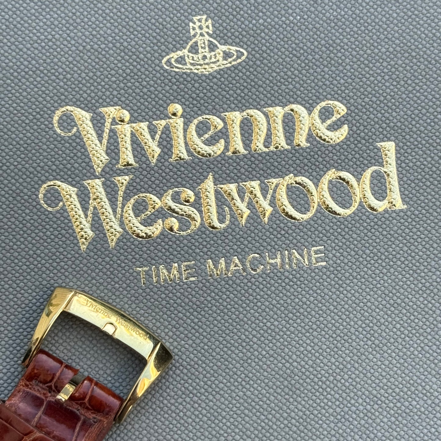 Vivienne Westwood Gold & Mahogany Leather Orb Watch