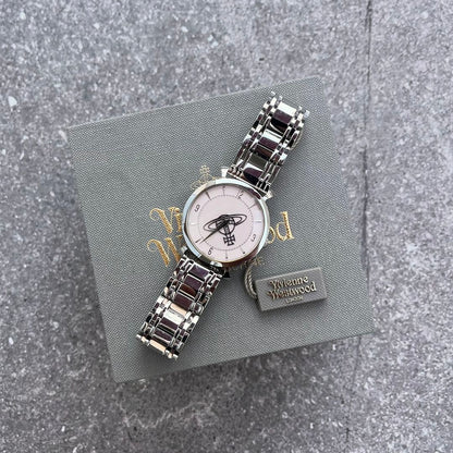 Vivienne Westwood Rose Dial Steel Orb Watch