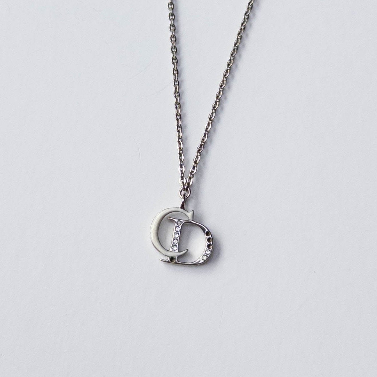 Dior Rhinestone Initials Necklace