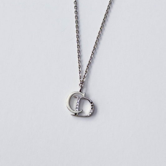 Dior Rhinestone Initials Necklace